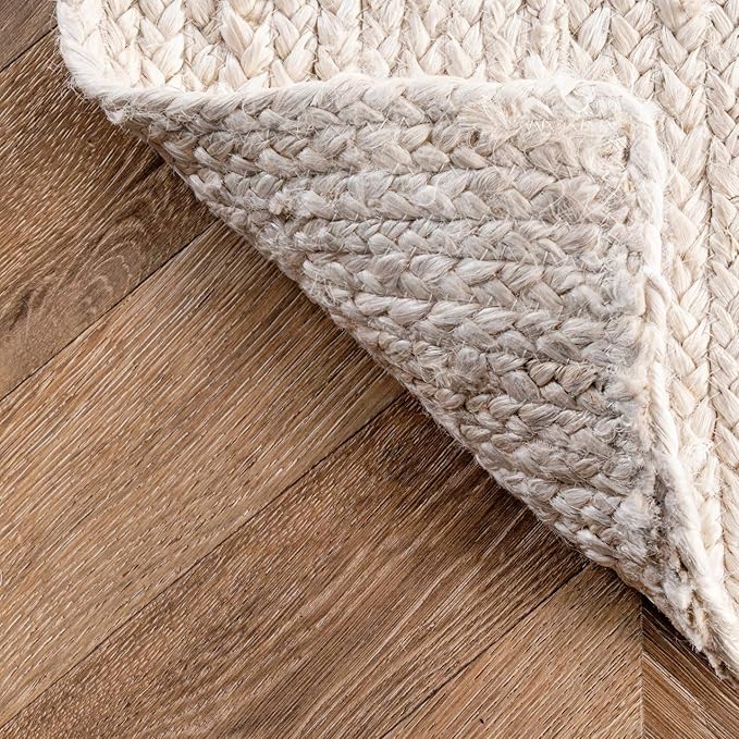 nuLOOM 4x6 Rigo Jute Hand Woven Area Rug, Off White, Solid Farmhouse Design, Natural Fiber, For Bedroom, Living Room, Dining Room, Hallway, Office, Kitchen, Entryway