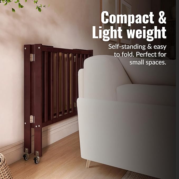 Dream On Me Jett Mini Folding Baby Crib in Espresso, GreenGuard Gold & JPMA, Lightweight & Portable, Patented Flat Folding System for Small Spaces & Travel, 1.5” Mattress Pad, 3 Heights, Safe Wheels