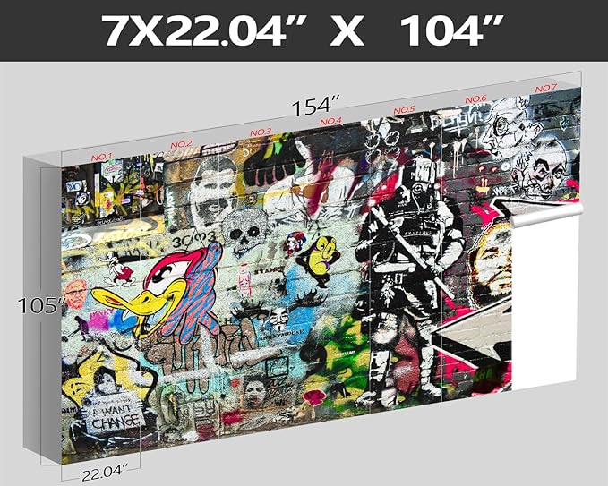 XMPMBM-Graffiti Art backsplash Large Decorative Wallpaper Bedroom Bathroom Nursery Room Wall Mural- W 154" X H 105" L- W 154" X H 105"(112 Square Foot)