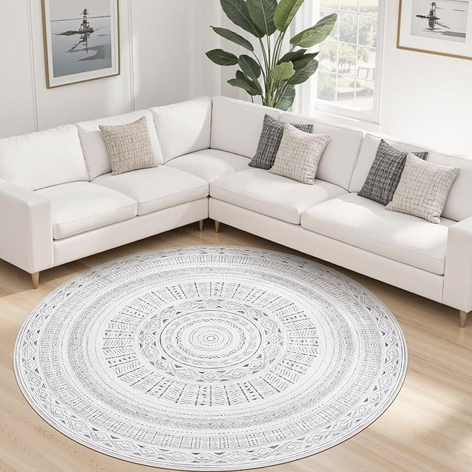 Area Rugs for Living Room Washable Living Room Rug Soft Neutral Indoor Floor Carpet Non-Slip Stain Resistant Modern Boho Rugs for Bedroom Dining Room Kids Room Nursery Office Home Dark Grey