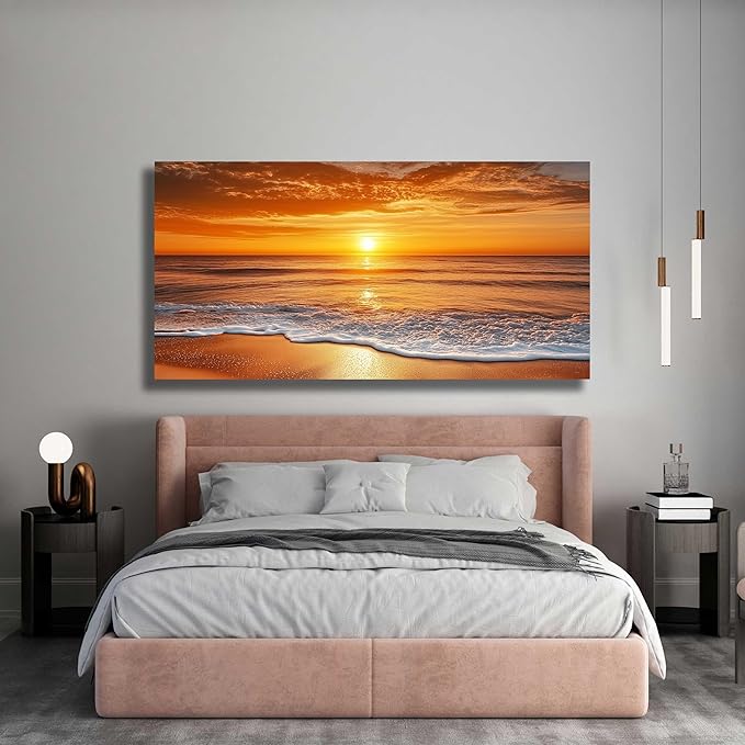 Yuaxker large Beach Canvas Wall Art Modern Funky Poster Prints Wall Decor for Living Room Bedroom Dining Room Office Home Decor 30x60inch