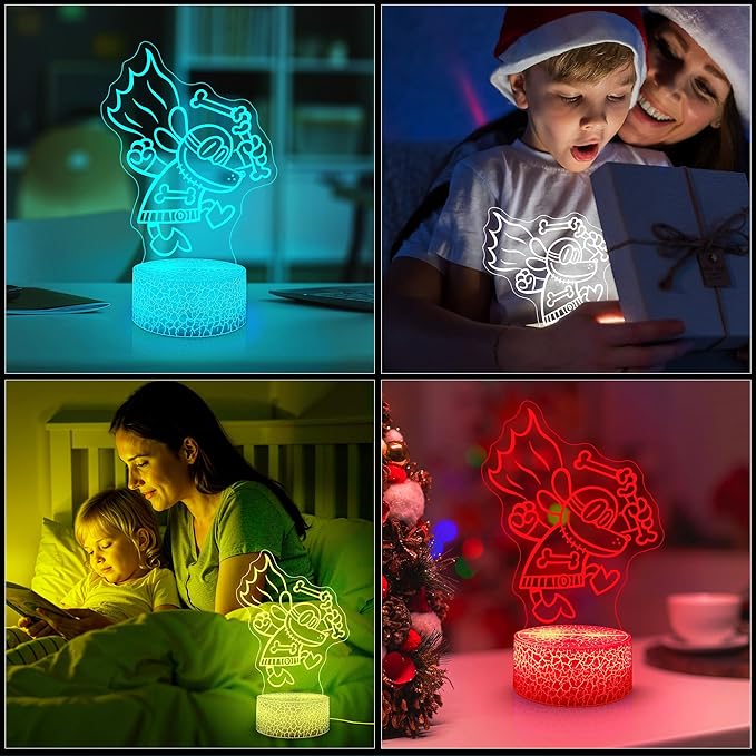 Officially Licensed Dog Man Night Light - The Bark Knight LED Glow Light with Removable 7 Colors Base, Kids Bedroom Decor Bedside Lamp, Night Light for Kids, Christmas Birthday Gifts for Boys & Girls