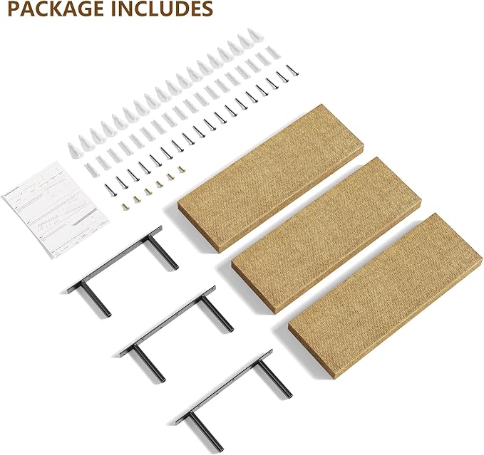 Alsonerbay Rattan Floating Shelves for Wall Set of 3, 15.7 Inch Wood Shelves Wall Mounted with Invisible Bracket for Bedroom Living Room Nursery and More