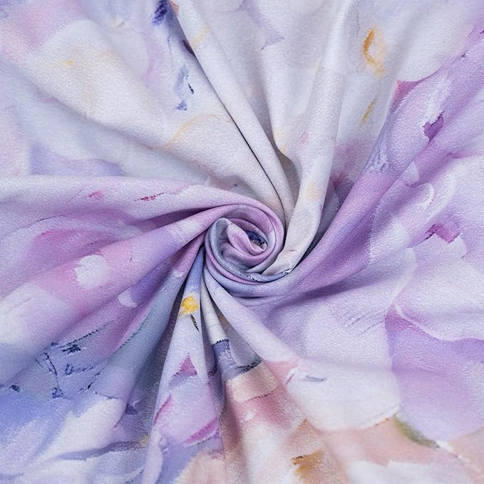 MAGRACE Floral Duvet Cover Set Queen Size - 3 Piece Washed Fiber Bedding Set with Zipper Closure & Ties, Soft Purple Lavender Botanical Print Comforter Cover – Cozy Breathable Bedding for Women Girls