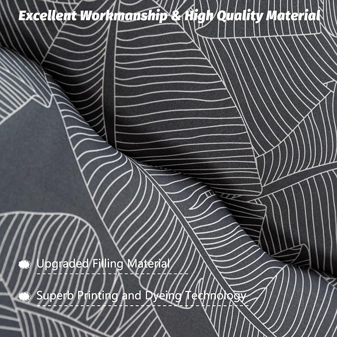 MAXYOYO Black Leaf Printed Japanese Futon Floor Mattress, Thicken Sleeping Pad Floor Bed Roll Up Camping Guest Mattress Folding Couch Bed, Full Size