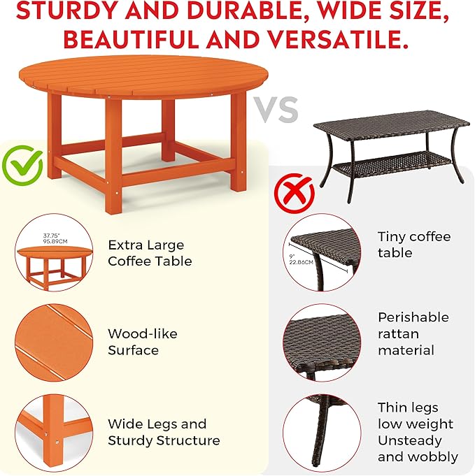 Costaelm Kids Dinner Table, Toddler Play Desk Student Desk Outdoor Childrens Picnic Tables for Children Arts & Crafts, Snack Time, Multi-Activity Table for Ages 2-8 in Home/Outside, Orange