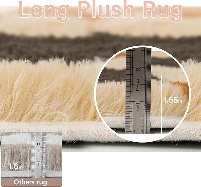 Checkered Rug 4x6 for Living Room, Colorful Modern Shag Rug Super Soft Washable Fluffy Rugs Indoor Fuzzy Carpet for Bedroom Home Dorm Aesthetic Decor