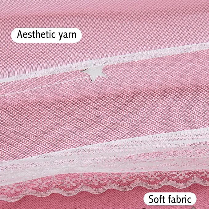 Anytime Star Cut-Out Blackout Curtains for Bedroom 2 Panels,2-Layers Mix Design of Fabric & Tulle,Pretty Pure Color Window Curtain for Kids Room(W52 x L95,Pink)