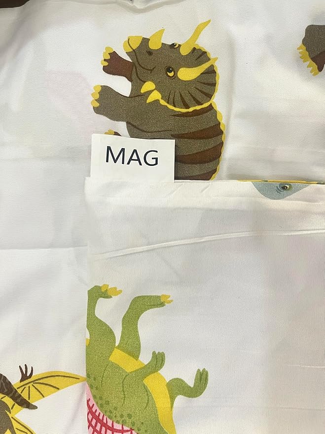 MAG 3Pcs Dinosaur Duvet Cover Set, Colorful Dino Queen Size White Based Duvet Cover Set, for Kids, Toddler, Teens Boys and Girls, Super Soft Microfiber, Queen Size(no Comforter Inside)