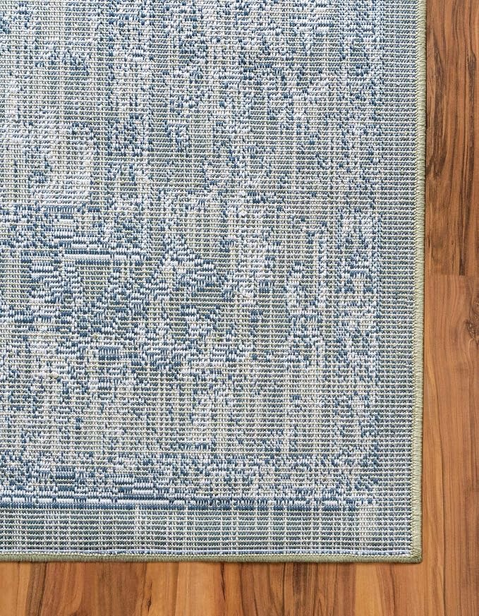 Rugs.com Charleston Collection Rug – 6 Ft Runner Green Low-Pile Rug Perfect for Hallways, Entryways