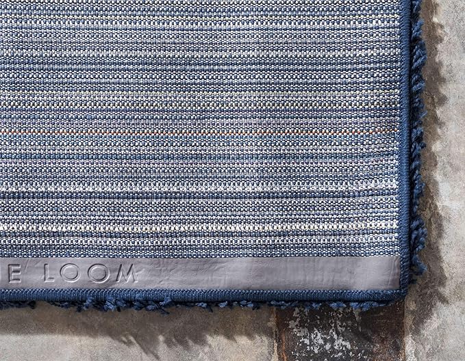 Unique Loom Solid Shag Collection Area Rug (8' x 11' Rectangle, Sapphire Blue/ Navy Blue)