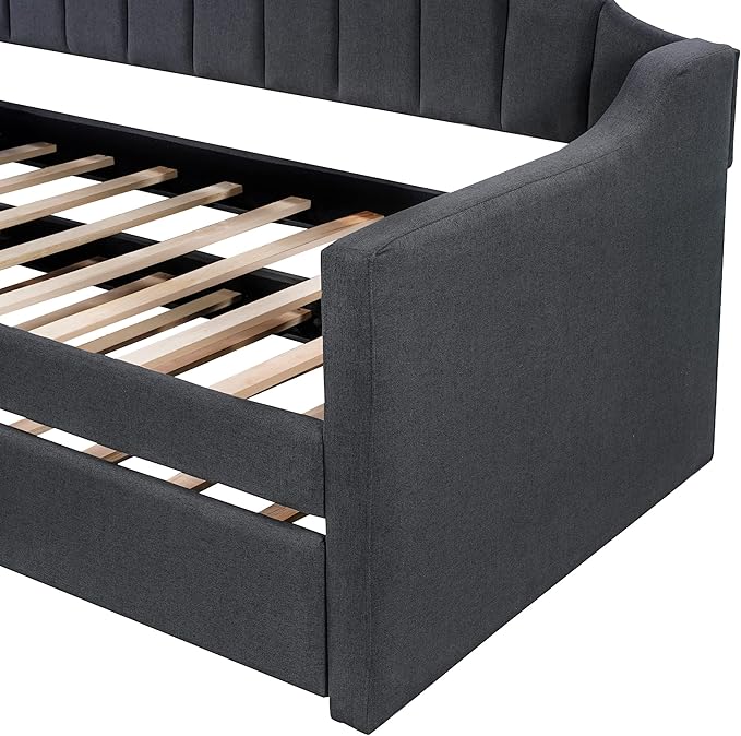 Bellemave Twin Upholstered daybed with Trundle, Sofa Bed Twin Size, daybed with Trundle for Adults, Kids, Girls, Teens, for Living Room, Black