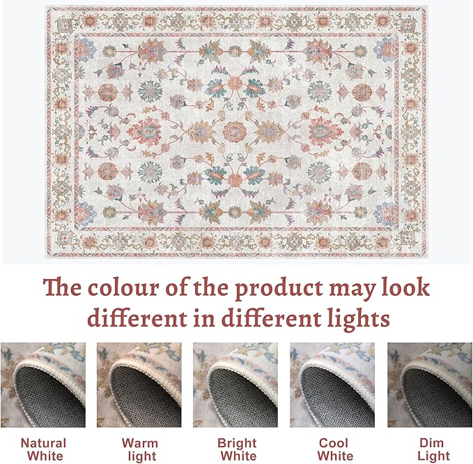 Tangsoo Runner Rug Hallway 2.6x10 Washable Carpet Runner Boho Vintage Floral Distressed Print Non Slip Soft Low-Pile Indoor Rug for Kitchen, Entryway, Bedroom, Laundry, Hallway Runner(Home Decor)