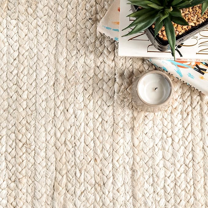 nuLOOM Oval 3x5 Rigo Jute Hand Woven Area Rug, Off White, Solid Farmhouse Design, Natural Fiber, For Bedroom, Living Room, Dining Room, Hallway, Office, Kitchen, Entryway
