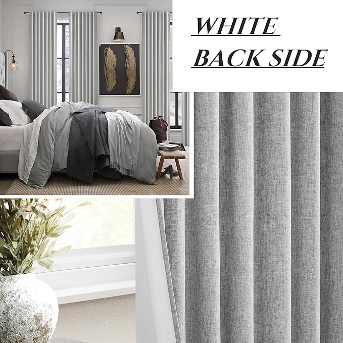Grey Short Length Blackout Curtains for Bedroom 63 Inch Length Pretty Custom Drapes Thermal Kitchen Traverse Curtains with Hooks for Track/Back Tab Basement Window(50"W x 63"L 2Panels,Gray)