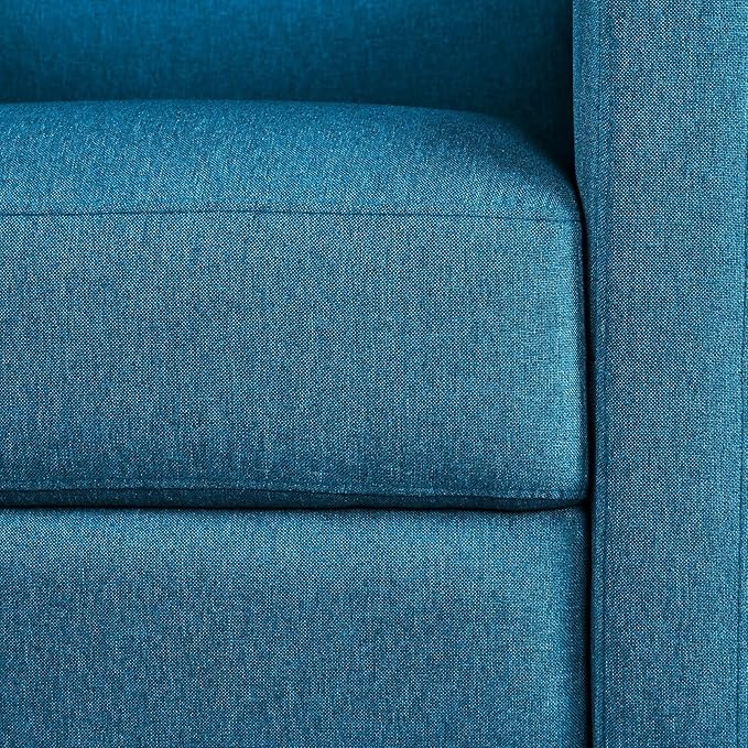 Yaheetech Fabric Recliner Chair Mid-Century Modern Recliner Adjustable Single Recliner Sofa with Thicker Seat Cushion Tufted Upholstered Sofa with Pocket Spring for Living Room Bedroom Blue