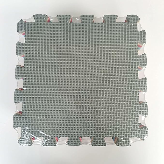 qqpp EVA Rubber 18 Tiles Interlocking Puzzle Foam Floor Mats - Baby Play Mat for Playing | Exercise Mat for Home Workout. Black, Gray. QC-DLb18N