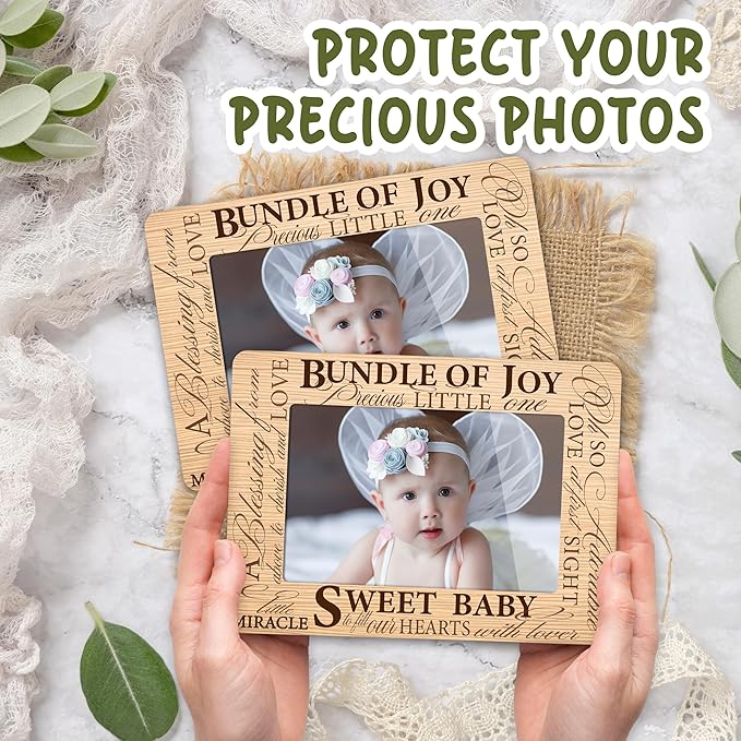 First Christmas Baby Picture Frame - Sweet Baby Gender Reveal Decorations and Baptism Gifts for New Mom Grandparent Pregnancy Announcement Newborn Nursery 4 X 6 Inch Picture Frame - A09