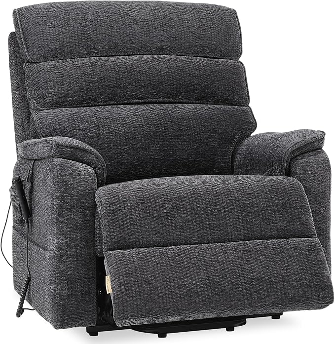 DYNOX Big Man Lift Chair 500lbs Extra Large Wide Lift Recliner Oversized Tri-Motor Power Lift Chair for Elderly,Heat Massage,Infinite Positions(9398,Chenille,Grey)