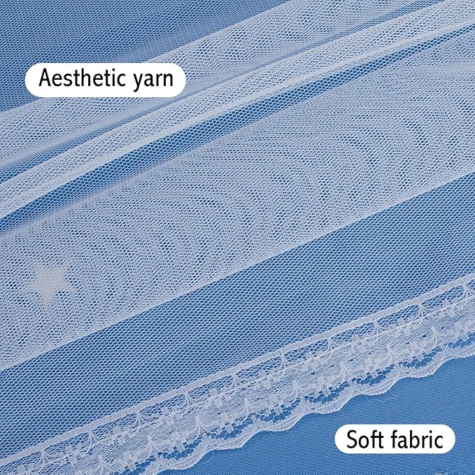 Anytime Girls Curtains for Bedroom Star Hollow Out Blackout Curtains for Kids Room Decor Double Layer Star Cut Out Window Curtains (2 Panel,W52 x L95,Blue)