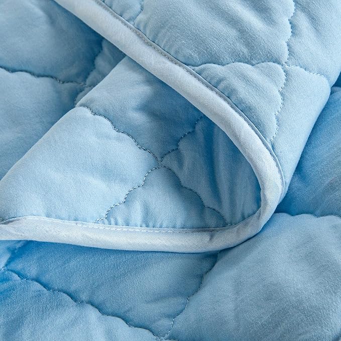 BEDSUM 100% Brushed Microfiber Down Alternative Toddler Comforter, Ultra Soft Lightweight and Warm Breathable Crib Quilted Blanket for Nursery Stroller Bed, 43x60 Inches, Aqua