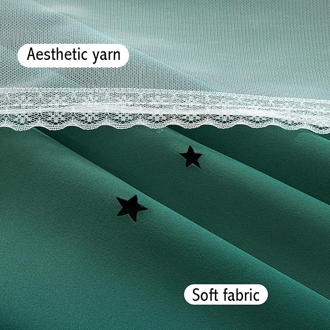 Anytime Romantic Kids Curtain,Hollow-Out Stars Window Curtain Double Layer Blackout Curtains for Girls Bedroom Kids Room 2Panel,(W52 x L95,Dark Green)