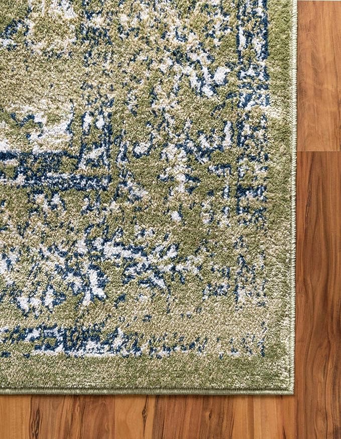 Rugs.com Charleston Collection Rug – 9' x 12' Green Low-Pile Rug Perfect for Living Rooms, Large Dining Rooms, Open Floorplans