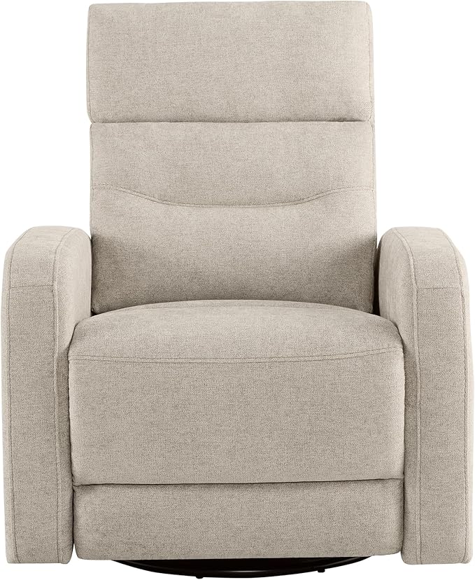 Watson & Whitely Swivel Power Recliner with Adjustable Headrest, Recliner Chairs for Adults, Small Glider Rocker for Living Room, Fabric in Khaki