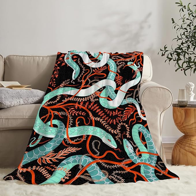 Snake Throw Blanket for Women, Men & Kids - Soft, Warm & Cozy Fleece Blanket for Couch, Sofa & Bed - 80"x60"
