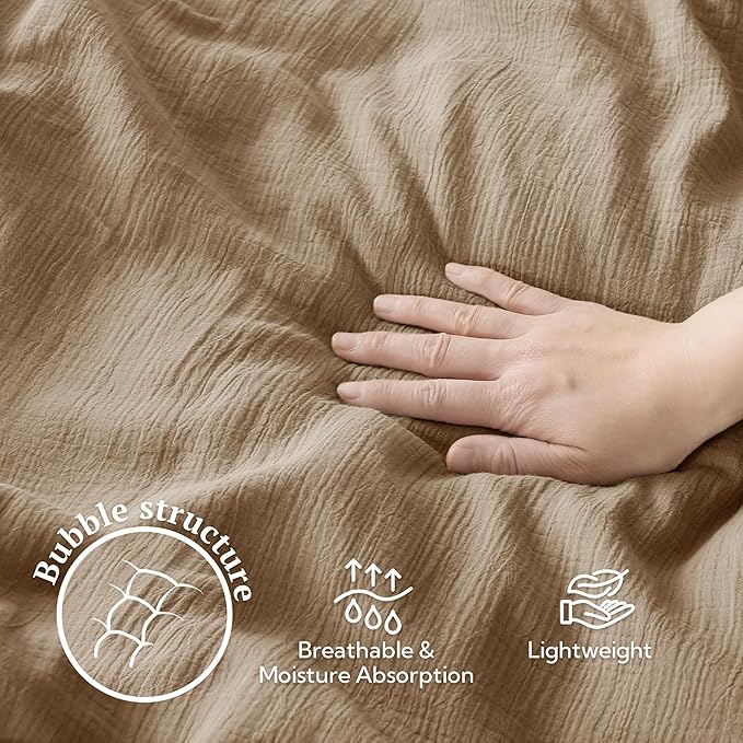MILDLY Muslin Duvet Cover Twin - 100% Washed Cotton Linen Like Gauze Comforter Cover 2 Pieces Breathable & Lightweight for All Season