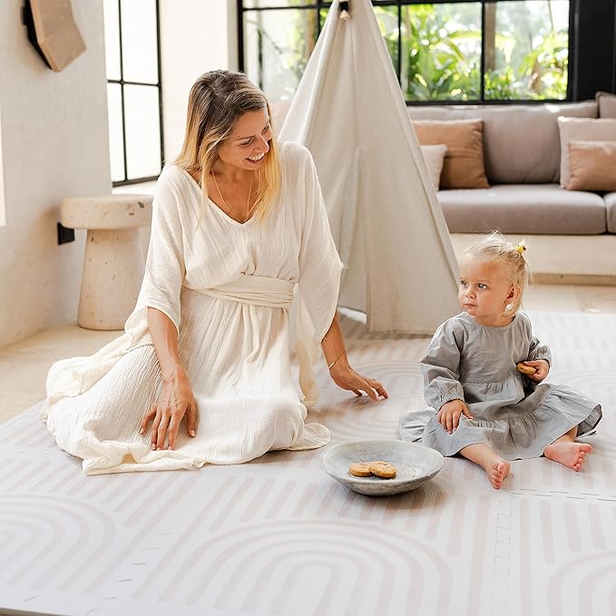 Toddlekind Playmat - Premium Foam Playmat, 4 x 6 feet, 6 Tile Extra Thick Foam Floor Puzzle Mat for Babies/Toddlers Stylish, Non-Toxic, Odorless. Perfect for Tummy Time & Play. 0m+