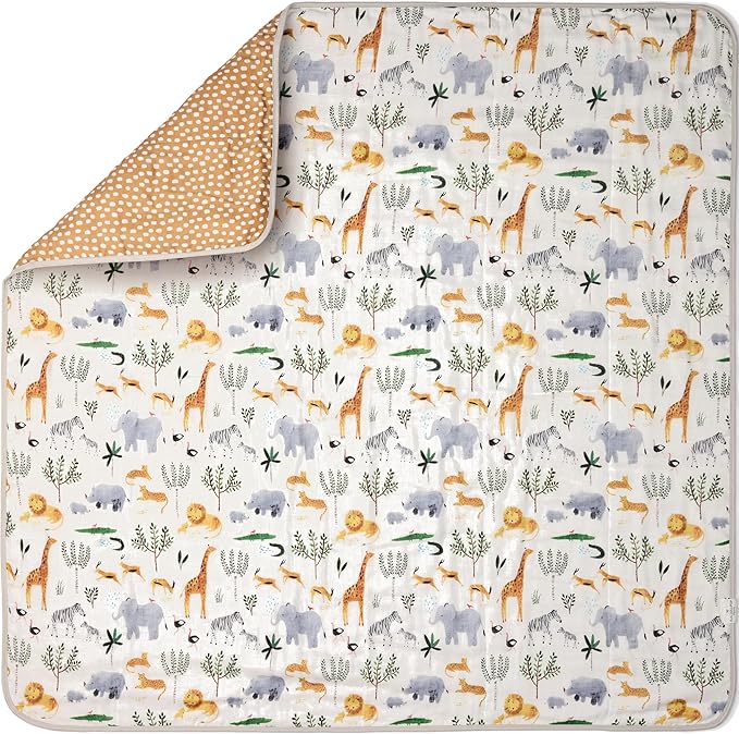 Muslin Quilt Blanket – Soft & Breathable Tanboocel Baby Blanket for Crib or Toddler Nap – Eco-Friendly, Lightweight & Durable 4-Layer Muslin Quilt for Infants and Kids - Safari Jungle