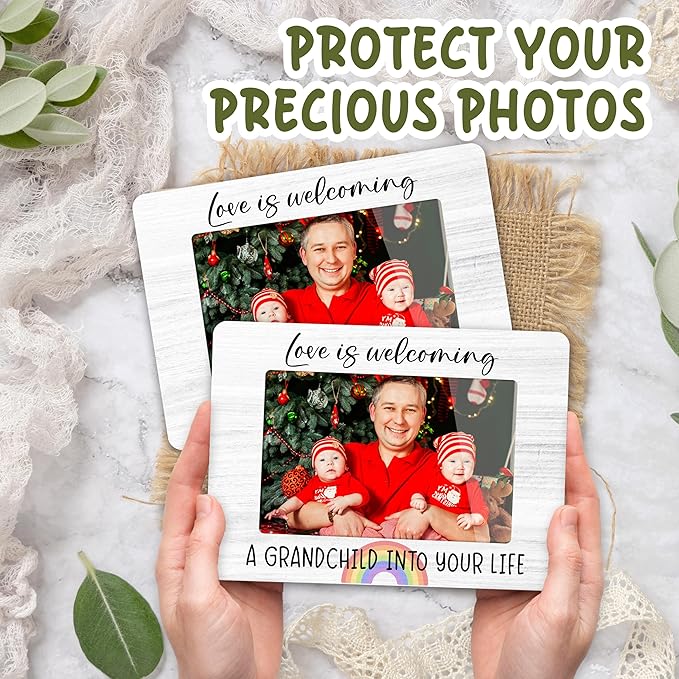 First Christmas Rainbow Baby Picture Frame - Gender Reveal Decorations and Baby Shower Gifts for New Mom Grandparent Pregnancy Announcement Newborn Nursery 4 X 6 Inch Grandparent Keepsake Frame - A18