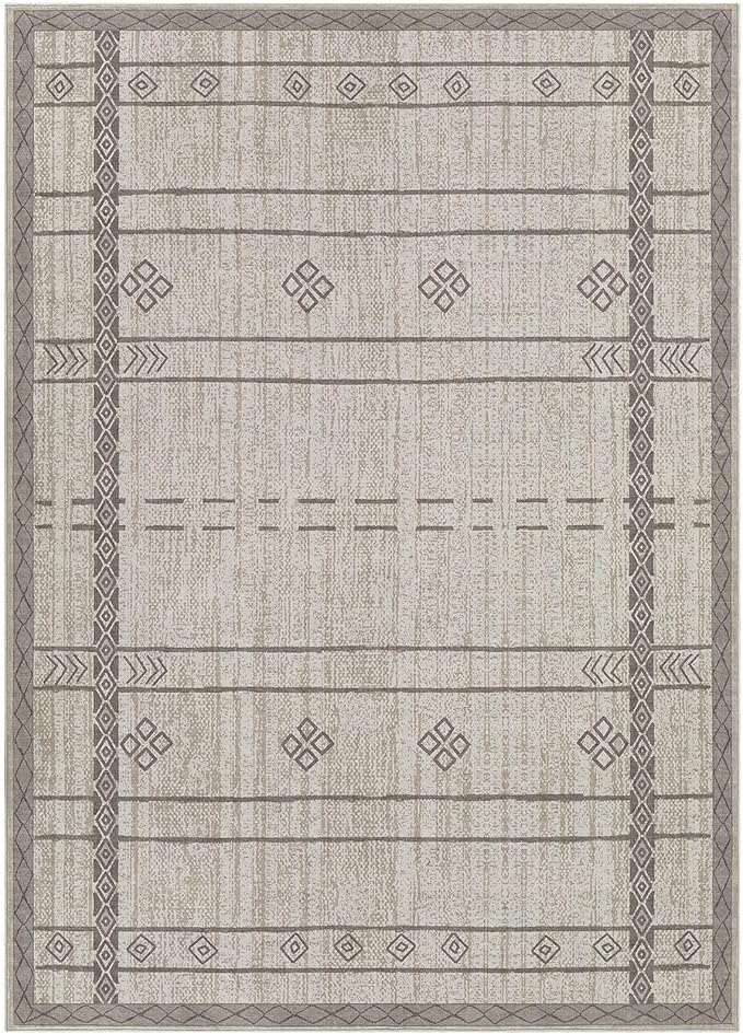 Area Rugs for Living Room Washable Living Room Rug Soft Neutral Indoor Floor Carpet Non-Slip Stain Resistant Modern Boho Rugs for Bedroom Dining Room Kids Room Nursery Office Home Grey Brown
