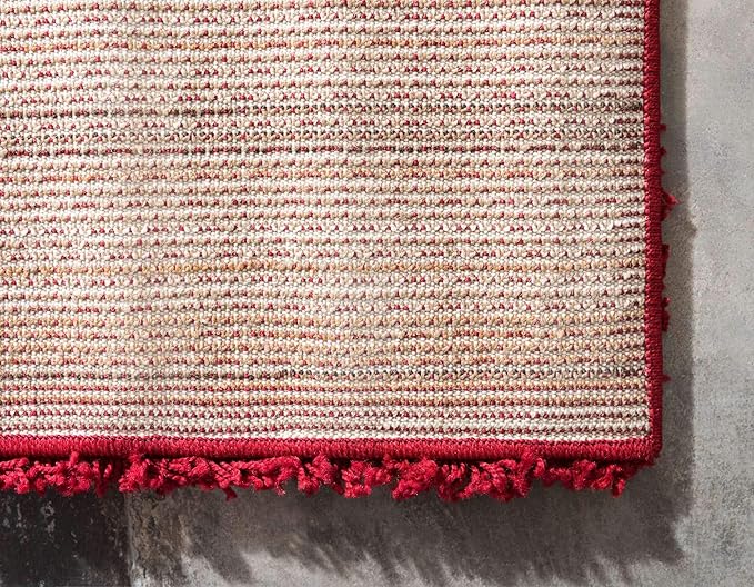 Unique Loom Solid Shag Collection Area Rug (7' 1" x 10' Rectangle, Cherry Red)