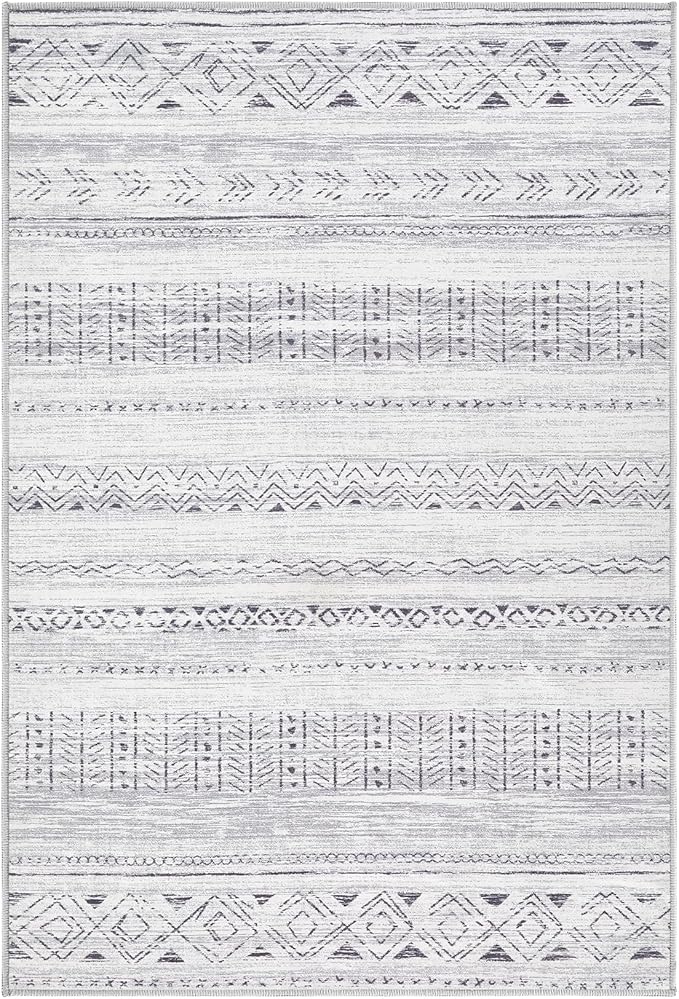 Area Rugs for Living Room Washable Living Room Rug Soft Neutral Indoor Floor Carpet Non-Slip Stain Resistant Modern Boho Rugs for Bedroom Dining Room Kids Room Nursery Office Home Dark Grey