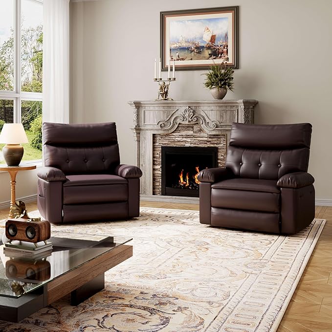 GarveeHome Oversized Recliner Chair - Faux PU Leather Large Manual Recliner for Adults, Exceptional Comfort Lazy Chair with 1.5X Sponge Filling and Easy Recline Mechanism for Relaxation