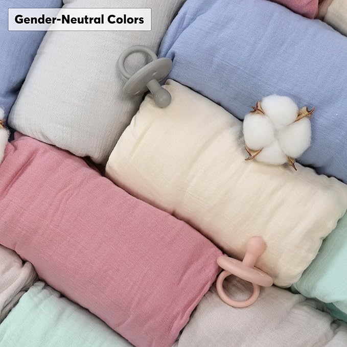 Muslin Baby Crib Sheets Fitted -Crib Sheets Neutral Turkish Cotton, Ultra Soft & Breathable -Organic Cotton Crib Sheets for Boys &Girls, GOTS &Oeko-TEX® Certified (52x28, Cotton Latte &Neutral Rose)