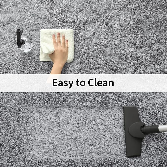 Merelax Soft Modern Indoor Shaggy Area Rug for Bedroom Livingroom Dorm Kids Room Home Decorative, Non-Slip Plush Fluffy Furry Fur Rugs Comfy Nursery Accent Floor Carpet 3x5 Feet, Grey