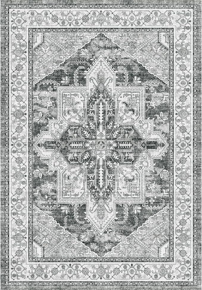 WITSHOCK Indoor Door Mat, Entrance Mat 2x3 Machine Washable Non Slip Backing Mat Soft Foldable,Vintage Rugs Mats, Inside Floor Mat Doormat, Gray
