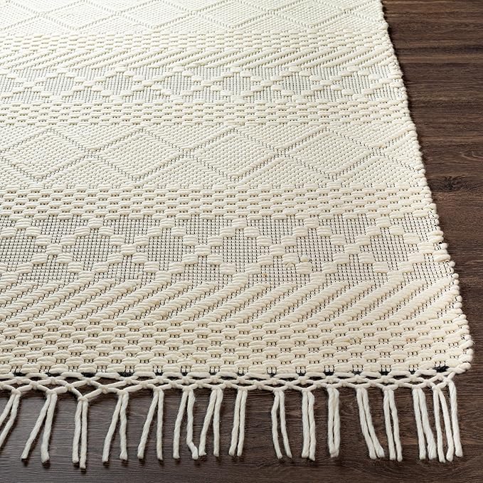 Mark&Day Wool Rugs, 6x9 Alto Pass Global Cream Area Rug, Cream Beige Carpet for Living Room, Bedroom or Kitchen (6' x 9')