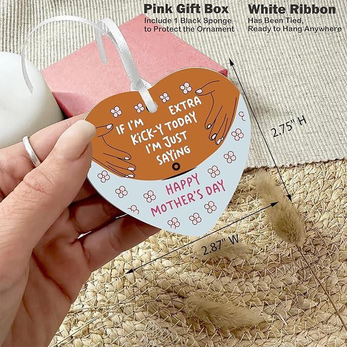 Heart Shaped Ornament-2025 Pregnant Women Gift-New Mom Pregnancy Announcement Baby Shower Present for Mother to Be First Time Mom Double Sided Printing Keepsake