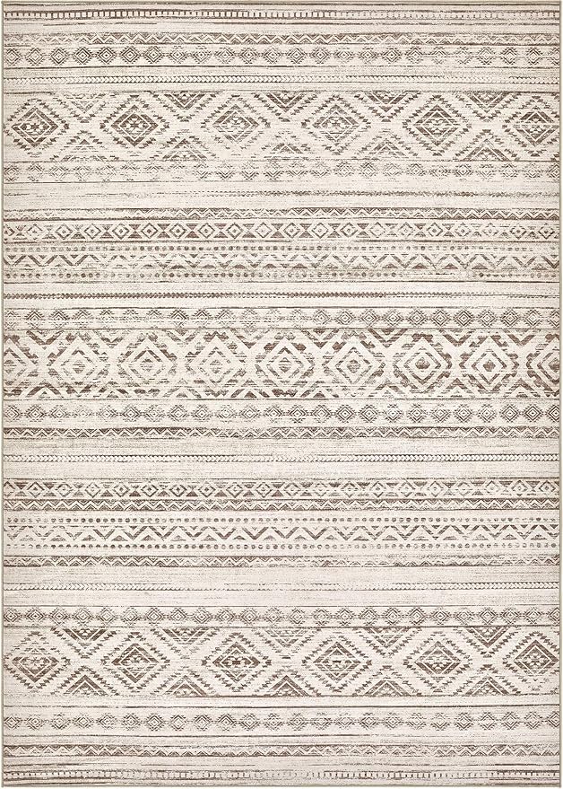 Area Rugs for Living Room Washable Living Room Rug Soft Neutral Indoor Floor Carpet Non-Slip Stain Resistant Modern Boho Rugs for Bedroom Dining Room Kids Room Nursery Office Home Dark Brown