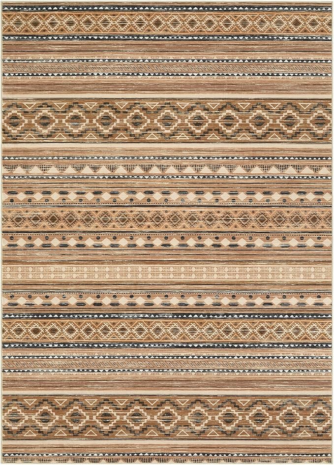 Area Rugs for Living Room Washable Living Room Rug Soft Neutral Indoor Floor Carpet Non-Slip Stain Resistant Modern Boho Rugs for Bedroom Dining Room Kids Room Nursery Office Home Brown/Beige
