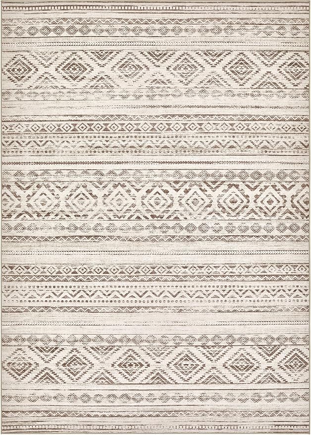 Area Rugs for Living Room Washable Living Room Rug Soft Neutral Indoor Floor Carpet Non-Slip Stain Resistant Modern Boho Rugs for Bedroom Dining Room Kids Room Nursery Office Home Dark Brown