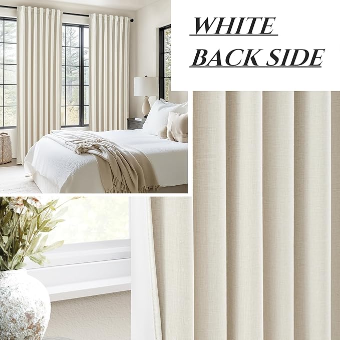 Warm Cream Short Length Blackout Curtains for Bedroom 63 Inch Length Pretty Custom Drapes Thermal Kitchen Traverse Curtains with Hooks for Track/Back Tab Basement Window Gray(50W x 63L 2Panels)