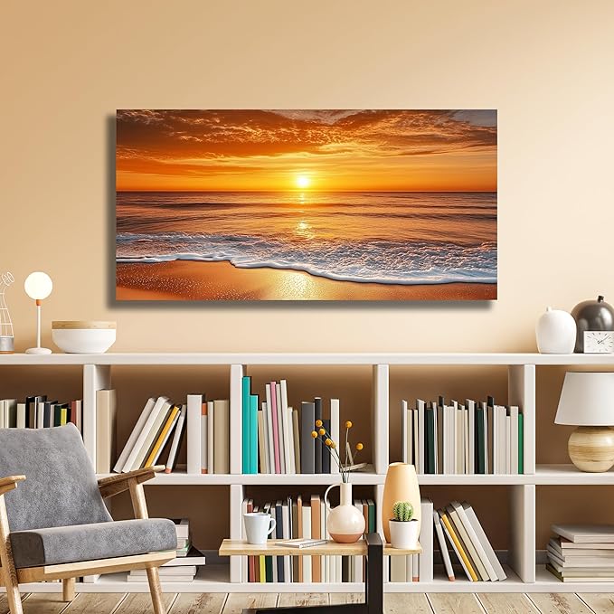 Yuaxker Ocean Wall Art Red Print Aesthetic Wall Decor Modern Trendy Canvas Artwork for Living Room Bedroom Dining Room Office Home Decor 20x40inch