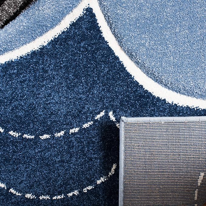 SAFAVIEH Carousel Kids Collection Area Rug - 9' x 12', Blue & Grey, Animal Design, Non-Shedding & Easy Care, Ideal for High Traffic Areas for Boys & Girls in Playroom, Nursery, Bedroom (CRK121B)