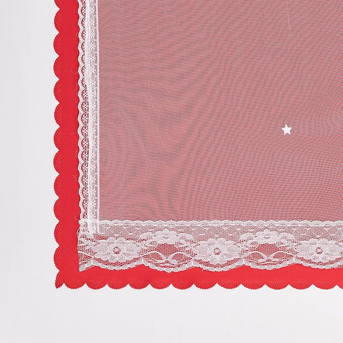 XiDi Red Curtains 63 Inches Long for Living Room Double Layer Curtains with Sheer Overlay for Girls Kids Bedroom Decor Ideal Princess Unicorn Theme Grommet Windows Drapes 2 Panels 34x63