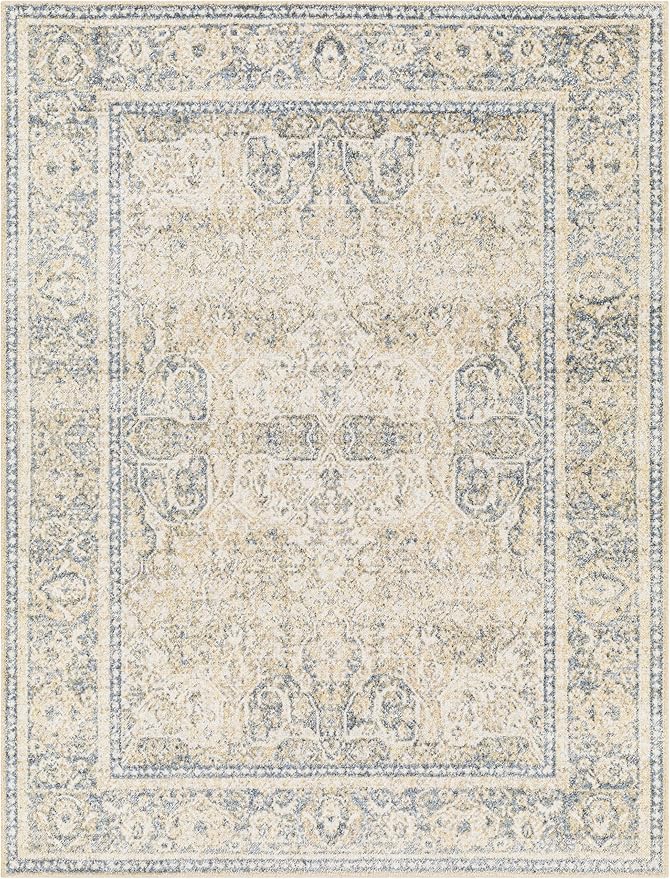 Mark&Day Washable Rugs, 3x7 East Traditional Light Gold Runner Area Rug, Gold Blue Beige Carpet for Hallway, Kitchen, Bedroom or Living Room (2'7" x 7'3" Runner, Machine Washable)
